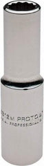 Proto - 1/2" Drive, Deep Hand Socket - 12 Points, 3-1/4" OAL, Chrome Finish - Eagle Tool & Supply