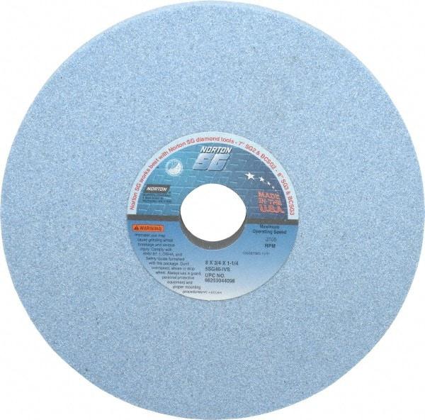 Norton - 8" Diam x 1-1/4" Hole x 3/4" Thick, I Hardness, 46 Grit Surface Grinding Wheel - Ceramic, Type 1, Coarse Grade, 3,105 Max RPM, Vitrified Bond, No Recess - Eagle Tool & Supply