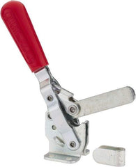 De-Sta-Co - 499 Lb Holding Capacity, Vertical Handle, Manual Hold Down Toggle Clamp - 57° Handle Movement, 99° Bar Opening, Solid Bar, Flanged Base, Carbon Steel - Eagle Tool & Supply