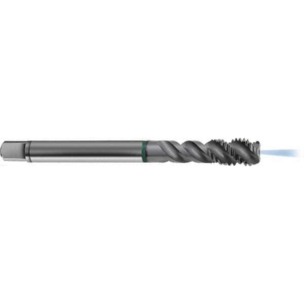 Guhring - M16x1.50 Metric 4 Flute 6H Modified Bottoming Spiral Flute Tap - High Speed Steel, TiCN Finish, 100mm OAL, Right Hand Flute, Right Hand Thread, D4/D5, Series 1294 - Eagle Tool & Supply