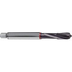 Guhring - M8x1.25 Metric 3 Flute 6H Modified Bottoming Spiral Flute Tap - High Speed Steel, TiAlN Finish, 90mm OAL, Right Hand Flute, Right Hand Thread, D4/D5, Series 1577 - Exact Industrial Supply