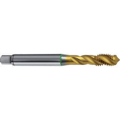 Guhring - M16x2.00 Metric 4 Flute 6H Modified Bottoming Spiral Flute Tap - High Speed Steel, TiN Finish, 110mm OAL, Right Hand Flute, Right Hand Thread, D13, Series 4311 - Eagle Tool & Supply