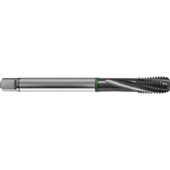 Guhring - M16x1.50 Metric 4 Flute 6H Bottoming Spiral Flute Tap - High Speed Steel, TiCN Finish, 100mm OAL, Right Hand Flute, Right Hand Thread, D4/D5, Series 4156 - Eagle Tool & Supply