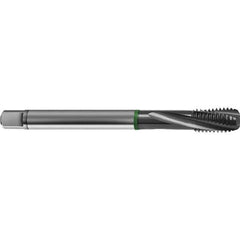 Guhring - M14x1.50 Metric 3 Flute 6H Bottoming Spiral Flute Tap - High Speed Steel, TiCN Finish, 100mm OAL, Right Hand Flute, Right Hand Thread, D4/D5, Series 4157 - Eagle Tool & Supply