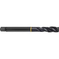 Guhring - 7/8-9 UNC 4 Flute 2B/3B Modified Bottoming Spiral Flute Tap - High Speed Steel, Oxide Finish, 4.689" OAL, Right Hand Flute, Right Hand Thread, H5, Series 4407 - Eagle Tool & Supply