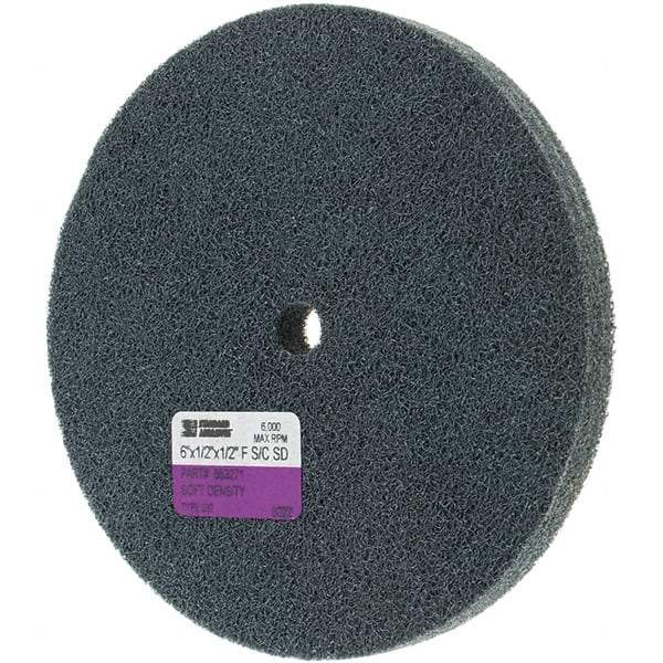 Standard Abrasives - 6" Diam, 1/2" Face Width, 1/2" Center Hole, Fine Grade, Silicon Carbide Deburring Wheel - Unitized, Soft Grade - Eagle Tool & Supply