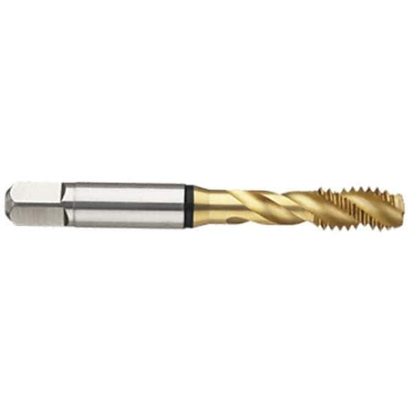 Guhring - #5-40 UNC 2B 2 Flute TiN Finish High Speed Steel Straight Flute Standard Hand Tap - Modified Bottoming, Right Hand Thread, 2.205" OAL, H2/H3 Limit - Eagle Tool & Supply