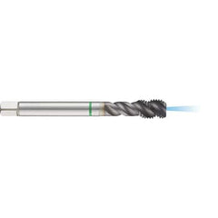 Guhring - M16x2.00 Metric 4 Flute 6H Modified Bottoming Spiral Flute Tap - High Speed Steel, TiCN Finish, 110mm OAL, Right Hand Flute, Right Hand Thread, D6/D7, Series 1293 - Eagle Tool & Supply