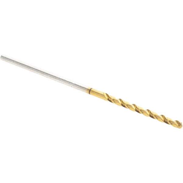 Guhring - 3/64" 130° Cobalt Jobber Drill - TiN Finish, Right Hand Cut, Spiral Flute, Straight Shank, 38mm OAL, Split Point - Eagle Tool & Supply