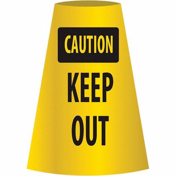 NMC - Caution - Keep Out, 21-3/4" Wide x 11" High, Polyethylene Floor Sign - Cone, Black on Yellow, For Restroom, Janitorial & Housekeeping - Eagle Tool & Supply