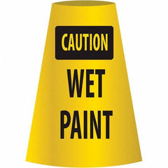 NMC - Caution - Wet Paint, 21-3/4" Wide x 11" High, Polyethylene Floor Sign - Cone, Black on Yellow, For Restroom, Janitorial & Housekeeping - Eagle Tool & Supply
