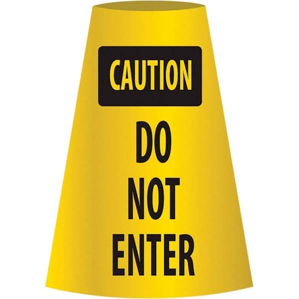 NMC - Caution - Do Not Enter, 21-3/4" Wide x 11" High, Polyethylene Floor Sign - Cone, Black on Yellow, For Restroom, Janitorial & Housekeeping - Eagle Tool & Supply