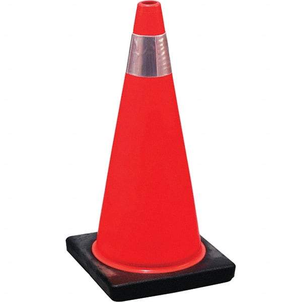 NMC - 28" High, Orange Traffic Cone - 14-1/8" Base Width, Rubber - Eagle Tool & Supply
