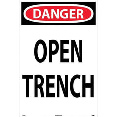 NMC - "Open Trench", 36" Long x 24" Wide, Rigid Plastic Safety Sign - Rectangular, Use for Workplace/Safety - Eagle Tool & Supply