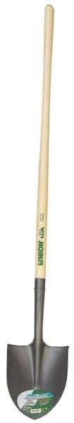 UnionTools - 11-1/2" High x 7-3/8" Wide Round Steel Shovel - 48" Long Wood Straight Handle, Front Turned - Eagle Tool & Supply
