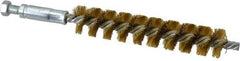 Schaefer Brush - 4" Brush Length, 3/4" Diam, Double Stem, Single Spiral Tube Brush - 6-1/4" Long, Brass, 1/4-28 Male Connection - Eagle Tool & Supply