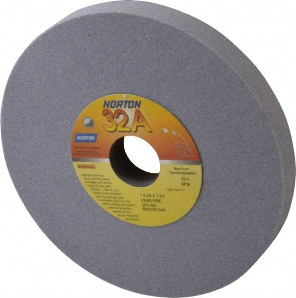 Norton - 7" Diam x 1-1/4" Hole x 3/4" Thick, I Hardness, 80 Grit Surface Grinding Wheel - Aluminum Oxide, Type 1, Medium Grade, 3,600 Max RPM, Vitrified Bond, No Recess - Eagle Tool & Supply