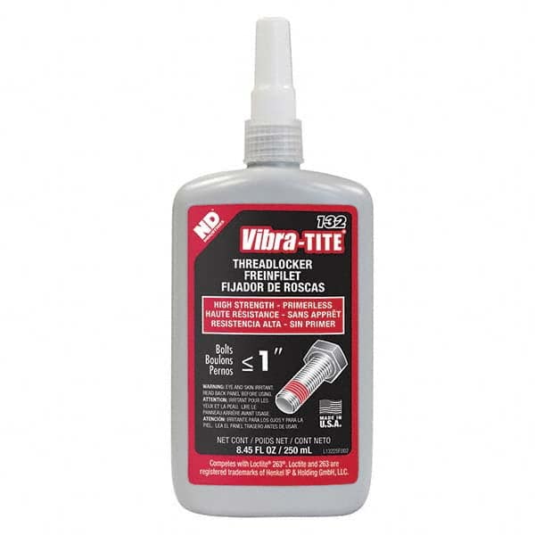 Vibra-Tite - 250 mL Bottle, Red, High Strength Primerless Threadlocker - Eagle Tool & Supply