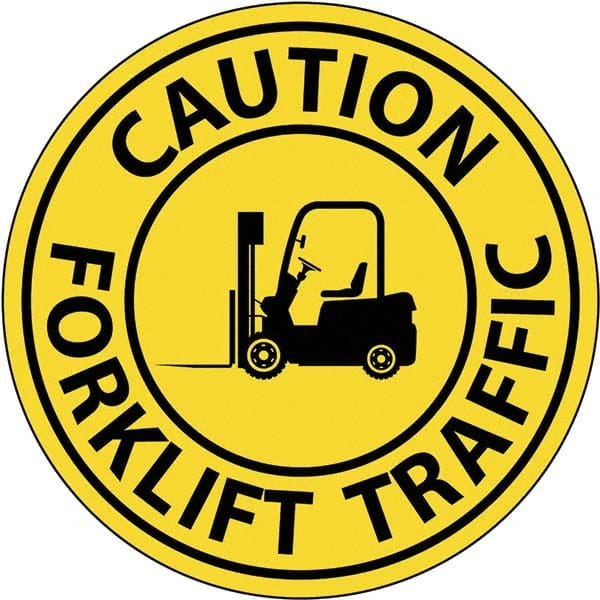 NMC - "Caution Forklift Traffic", 2-1/2" Wide x 2-1/2" High, Aluminum Safety Sign - Eagle Tool & Supply