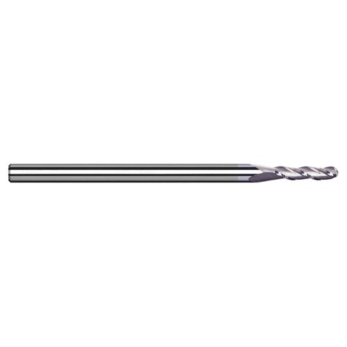 2 mm Dia. × 4 mm Shank × 6 mm DOC × 50 mm OAL, Carbide TiB2, 3 Flute, Ballnose End Mill - Exact Industrial Supply