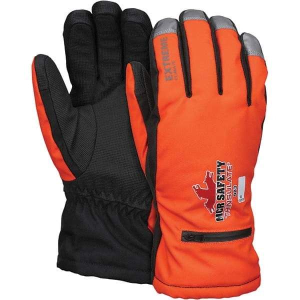 MCR Safety - Size XL Synthetic Blend Work Gloves - For Cold Weather, Uncoated, Slip-On Cuff, Full Fingered, Orange, Paired - Eagle Tool & Supply