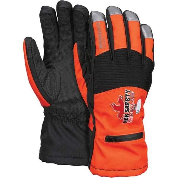 MCR Safety - Size L Synthetic Blend Work Gloves - For Cold Weather, Uncoated, Slip-On Cuff, Full Fingered, Orange, Paired - Eagle Tool & Supply