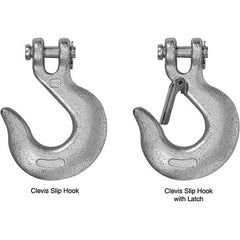 Campbell - 5/16" Chain Diam, 43 Chain Grade Clevis Hook - 3,900 Lb Capacity, 1/2" ID, 7/16" Pin Diam, 1" Hook Throat, 4-7/8" OAL, 3-1/8" Hook Width - Eagle Tool & Supply