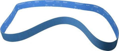 Norton - 2" Wide x 72" OAL, 80 Grit, Zirconia Alumina Abrasive Belt - Zirconia Alumina, Medium, Coated, X Weighted Cloth Backing, Series R823 - Eagle Tool & Supply