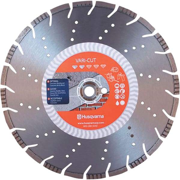 Husqvarna - 4" Diam, 5/8 & 7/8" Arbor Hole Diam, Continuous Edge Tooth Wet & Dry Cut Saw Blade - Diamond-Tipped, Fast Cutting Action, Standard Round Arbor - Eagle Tool & Supply