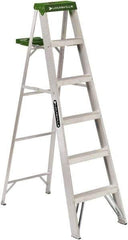 Louisville - 5 Steps, 6' High, Type II Rating, Aluminum Step Ladder - 225 Lb Capacity, 21-13/16" Base Width - Eagle Tool & Supply