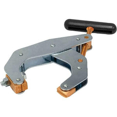 Kant Twist - 1,700 Lb, 4-1/2" Max Opening, 2-3/8" Open Throat Depth, 2-5/8" Closed Throat Depth, Cantilever Clamp - Copper Plated Steel Jaw, T-Handle, 1-1/8" Max Width - Eagle Tool & Supply