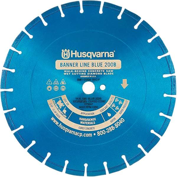 Husqvarna - 24" Diam, 1" Arbor Hole Diam, Continuous Edge Tooth Wet & Dry Cut Saw Blade - Diamond-Tipped, General Purpose Action, Standard Round Arbor - Eagle Tool & Supply