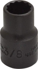 Proto - 3/8", 3/8" Drive, Standard Hand Socket - 12 Points, 1-3/32" OAL, Alloy Steel, Black Finish - Eagle Tool & Supply