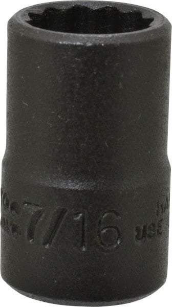 Proto - 7/16", 3/8" Drive, Standard Hand Socket - 12 Points, 1-3/32" OAL, Alloy Steel, Black Finish - Eagle Tool & Supply