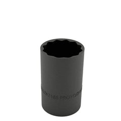 Proto - 1/2", 3/8" Drive, Standard Hand Socket - 12 Points, 1-1/8" OAL, Alloy Steel, Black Finish - Eagle Tool & Supply