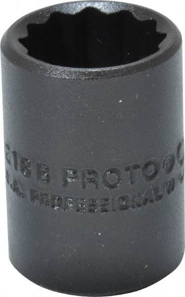 Proto - 9/16", 3/8" Drive, Standard Hand Socket - 12 Points, 1-1/8" OAL, Alloy Steel, Black Finish - Eagle Tool & Supply