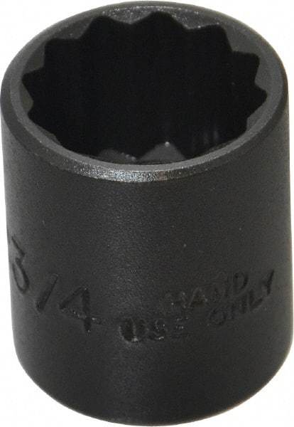 Proto - 3/4", 3/8" Drive, Standard Hand Socket - 12 Points, 1-3/16" OAL, Alloy Steel, Black Finish - Eagle Tool & Supply