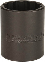 Proto - 1-1/8", 1/2" Drive, Standard Hand Socket - 12 Points, 1-3/4" OAL, Alloy Steel, Black Finish - Eagle Tool & Supply