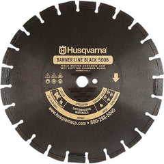 Husqvarna - 14" Diam, 1" Arbor Hole Diam, Continuous Edge Tooth Wet & Dry Cut Saw Blade - Diamond-Tipped, General Purpose Action, Standard Round Arbor - Eagle Tool & Supply