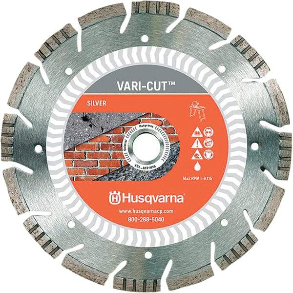 Husqvarna - 10" Diam, 5/8 & 7/8" Arbor Hole Diam, Continuous Edge Tooth Wet & Dry Cut Saw Blade - Diamond-Tipped, Fast Cutting Action, Standard Round Arbor - Eagle Tool & Supply