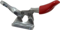 De-Sta-Co - 60 Lb Holding Capacity, Horizontal Handle, Manual Hold Down Toggle Clamp - 82° Handle Movement, 94° Bar Opening, Solid Bar, Left Flanged Base, Electro-Plated Zinc, Carbon Steel - Eagle Tool & Supply