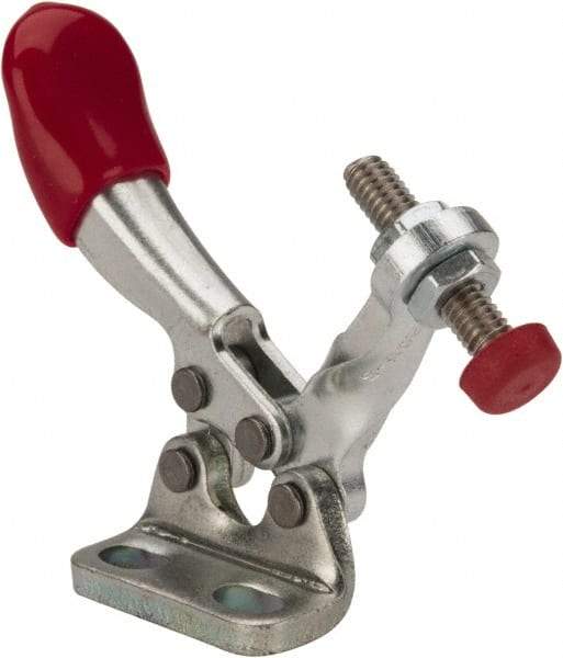 De-Sta-Co - 60 Lb Holding Capacity, Horizontal Handle, Manual Hold Down Toggle Clamp - 82° Handle Movement, 94° Bar Opening, Solid Bar, Right Flanged Base, Electro-Plated Zinc, Carbon Steel - Eagle Tool & Supply