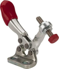 De-Sta-Co - 60 Lb Holding Capacity, Horizontal Handle, Manual Hold Down Toggle Clamp - 82° Handle Movement, 94° Bar Opening, Solid Bar, Right Flanged Base, Electro-Plated Zinc, Carbon Steel - Eagle Tool & Supply