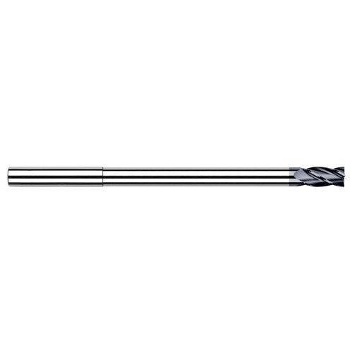 ‎Miniature End Mills - Long Reach, Stub Flute - 0.2500″ (1/4″) Cutter Diameter × 0.3750″ (3/8″) Length of Cut × 4.3750″ (4-3/8″) Reach Carbide Square End Mill, 4 Flutes, AlTiN Coated - Exact Industrial Supply