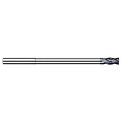 ‎Miniature End Mills - Long Reach, Stub Flute - 0.2500″ (1/4″) Cutter Diameter × 0.3750″ (3/8″) Length of Cut × 4.3750″ (4-3/8″) Reach Carbide Square End Mill, 4 Flutes, AlTiN Coated - Exact Industrial Supply