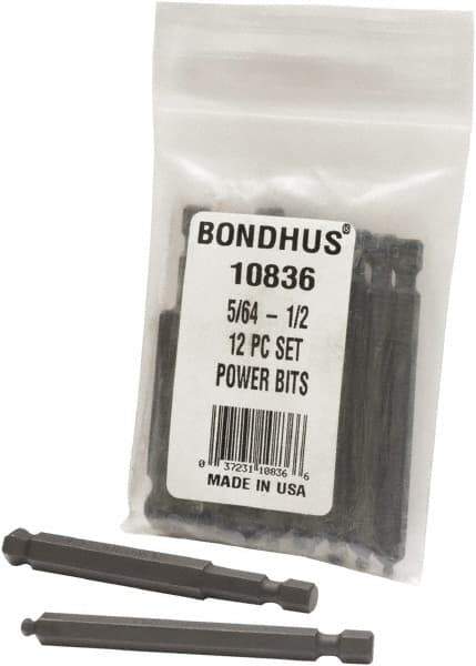 Bondhus - Hex Driver Sets - MP 5/64-1/2" 12PC POWER BIT SET-BONDHUS - Eagle Tool & Supply