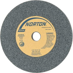 Norton - 4" Diam x 1/2" Hole x 1/2" Thick, I Hardness, 100 Grit Surface Grinding Wheel - Silicon Carbide, Type 1, Fine Grade, 8,120 Max RPM, Vitrified Bond, No Recess - Eagle Tool & Supply