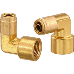 Metal Push-To-Connect Tube Fittings; Fitting Type: ELBOW; Connection Type: Push-to-Connect x FNPT; Material: Brass; Thread Size: 3/8″; Tube Outside Diameter: 3/8; Fitting Shape: 90 ™ Elbow; Maximum Working Pressure (Psi