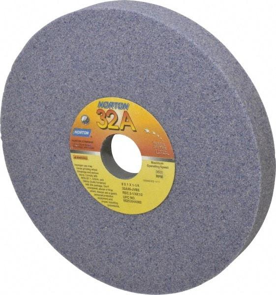 Norton - 8" Diam x 1-1/4" Hole x 1" Thick, J Hardness, 46 Grit Surface Grinding Wheel - Aluminum Oxide, Type 5, Coarse Grade, 3,600 Max RPM, Vitrified Bond, One-Side Recess - Eagle Tool & Supply