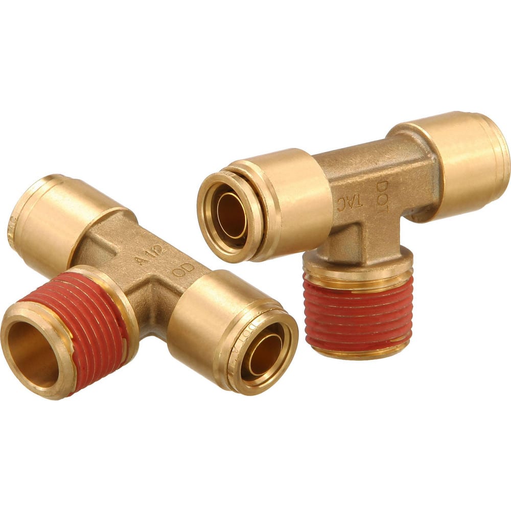 Metal Push-To-Connect Tube Fittings; Fitting Type: TEE BRCH; Connection Type: Push-to-Connect x MNPT; Material: Brass; Thread Size: 1/4″; Tube Outside Diameter: 1/4; Fitting Shape: Tee; Maximum Working Pressure (Psi